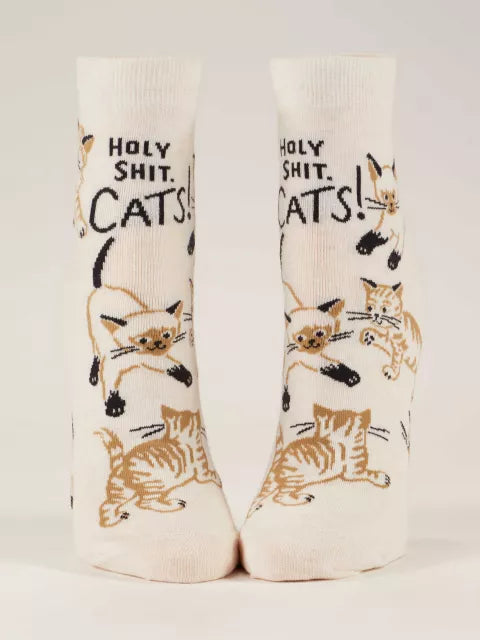 Blue Q | Women's Ankle Socks | Holy Shit Cats