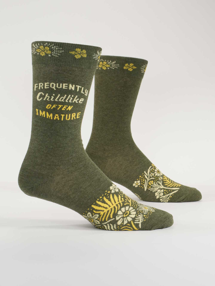 Blue Q | Men's Crew Socks | Frequently Childlike Often Immature