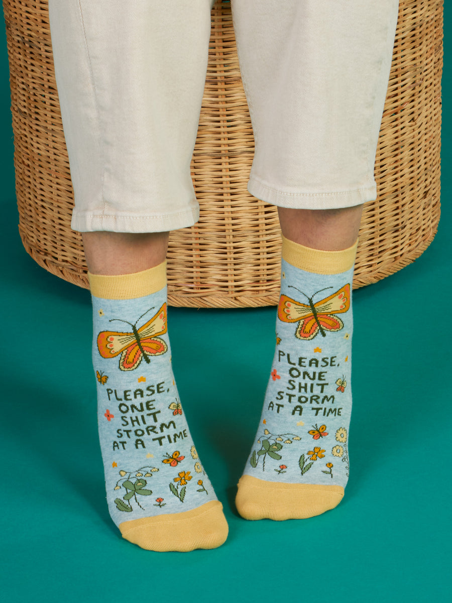Blue Q | Women's Ankle Socks | Please, One Shit Storm At a Time