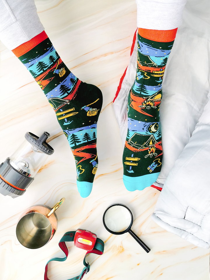 Uptown Sox | Men's Crew Socks | Camping Trailblazer