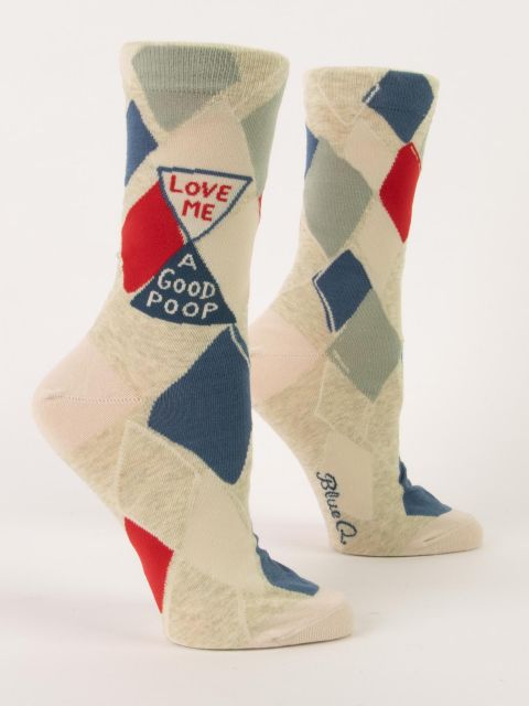 Blue Q | Men's Crew Socks | Love Me A Good Poop Blue Q - Oscar & Libby's