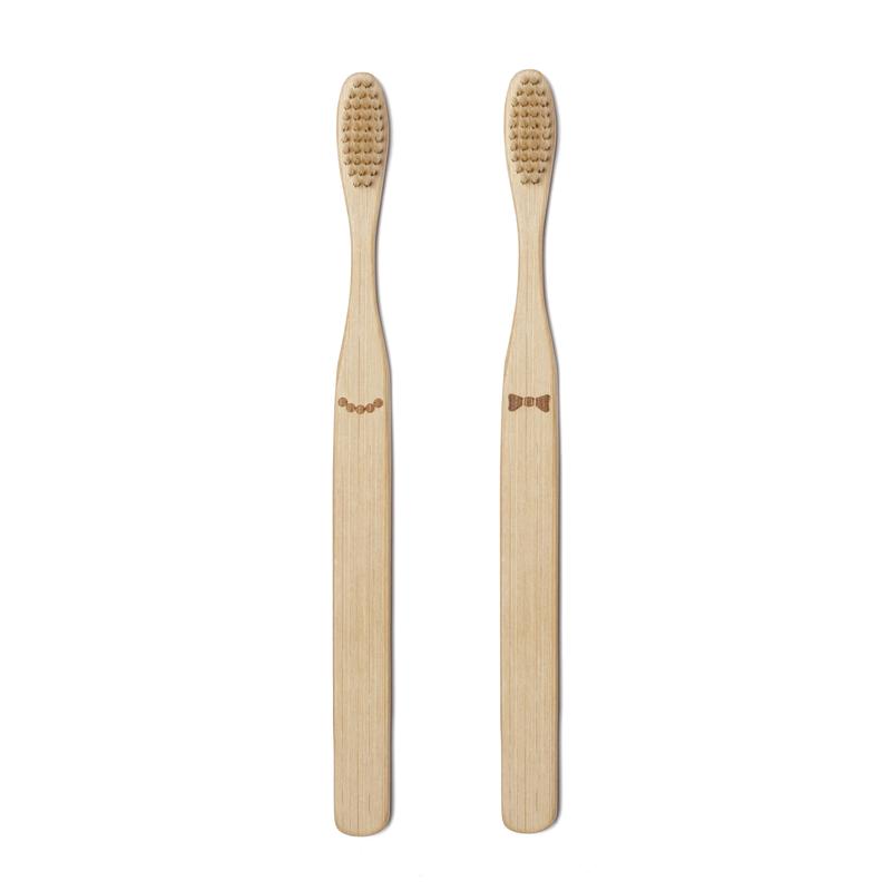 His & Hers Bamboo Toothbrush Set Kikkerland - Oscar & Libby's