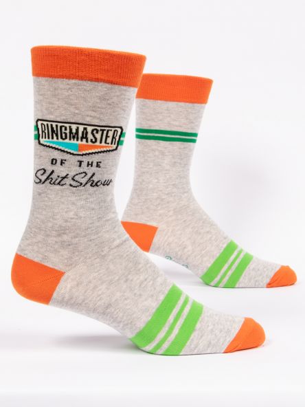 Blue Q | Men's Crew Socks | Ringmaster of the Shit Show Blue Q - Oscar & Libby's