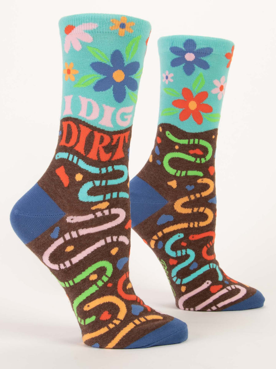 Blue Q | Women's Crew Socks | I Dig Dirt