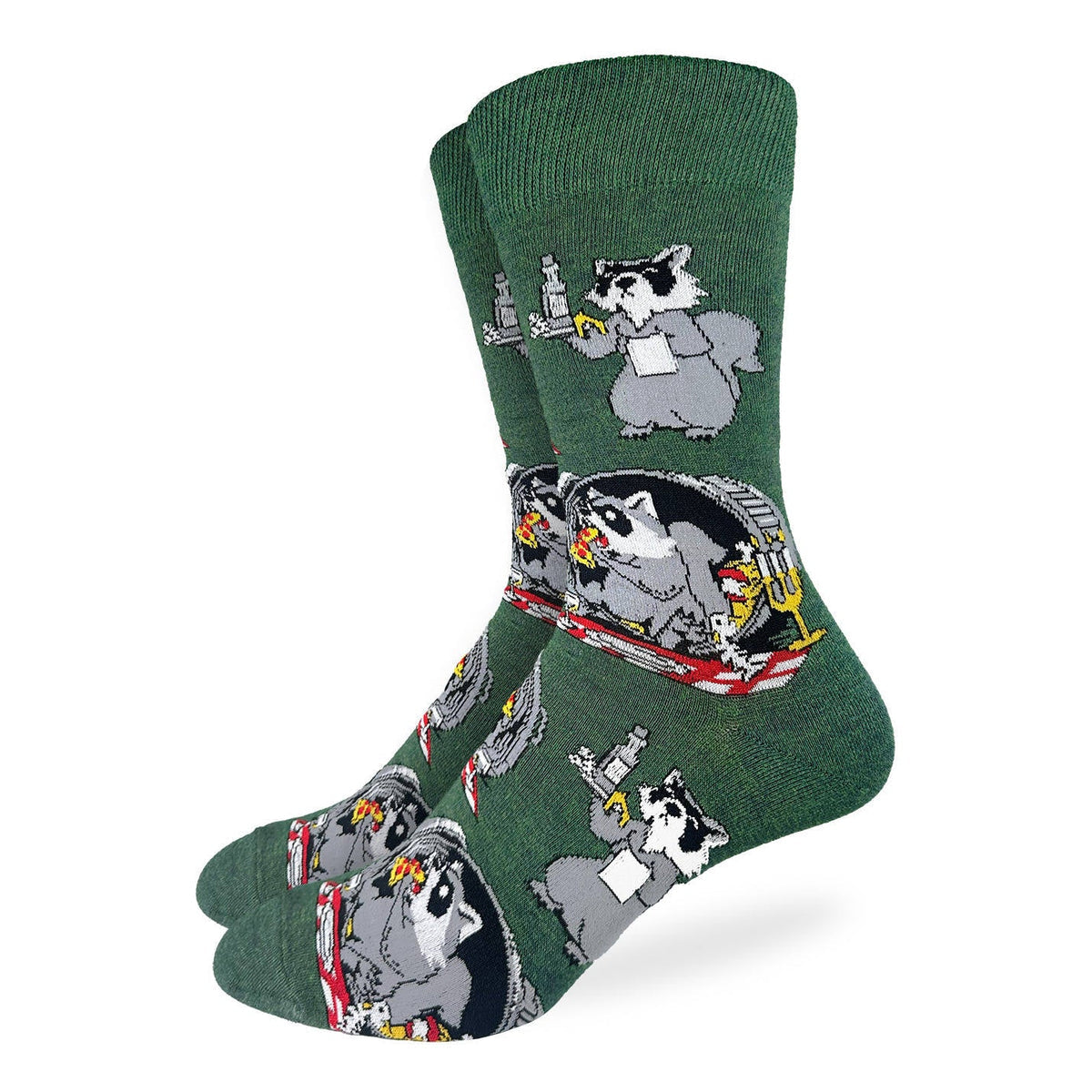 Good Luck Sock | Men's Crew | Raccoon Eating Trash