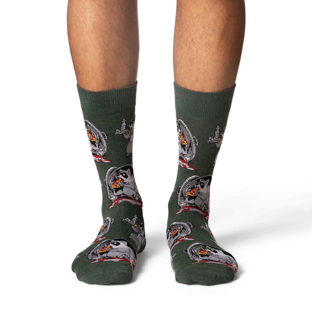 Good Luck Sock | Men's Crew | Raccoon Eating Trash