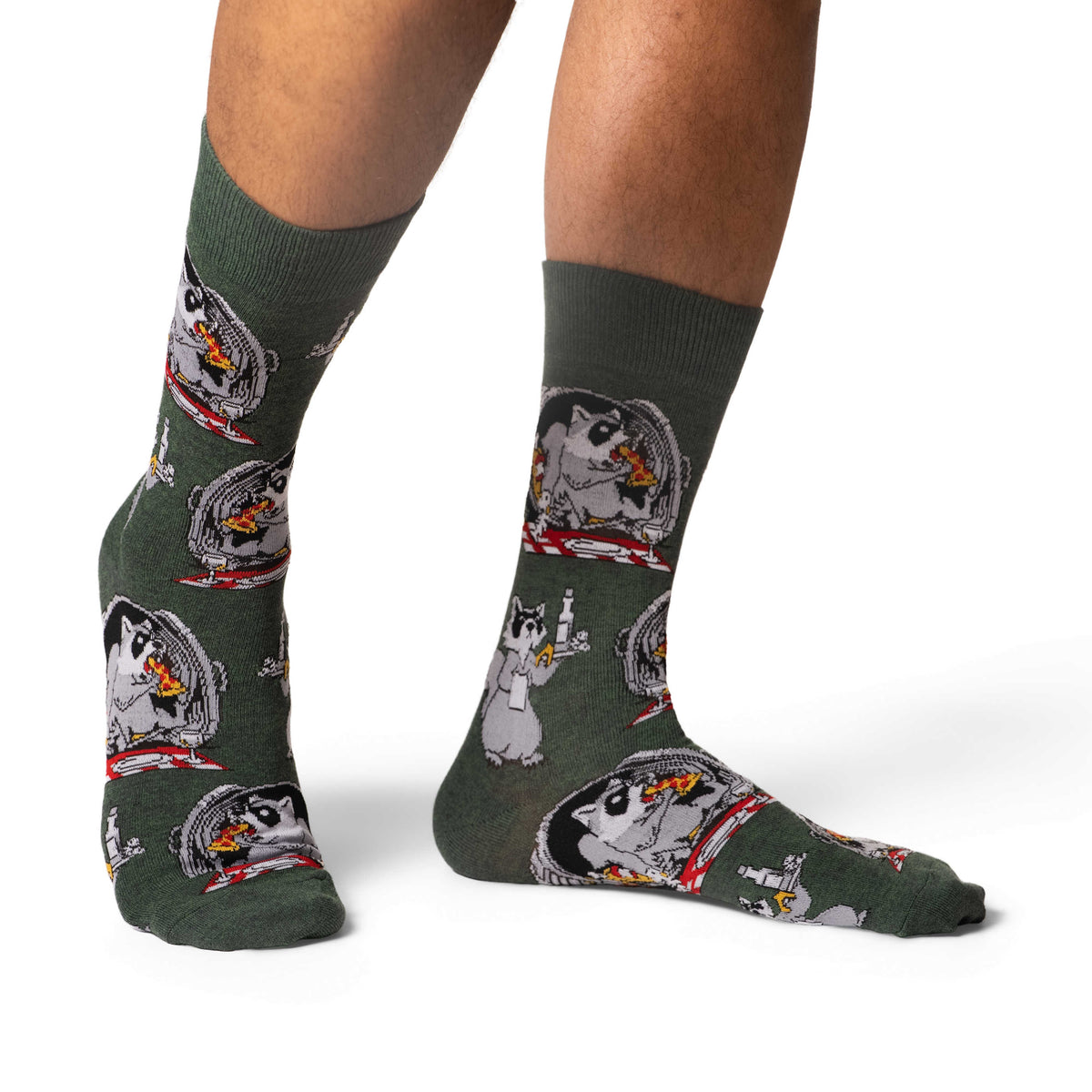 Good Luck Sock | Men's Crew | Raccoon Eating Trash