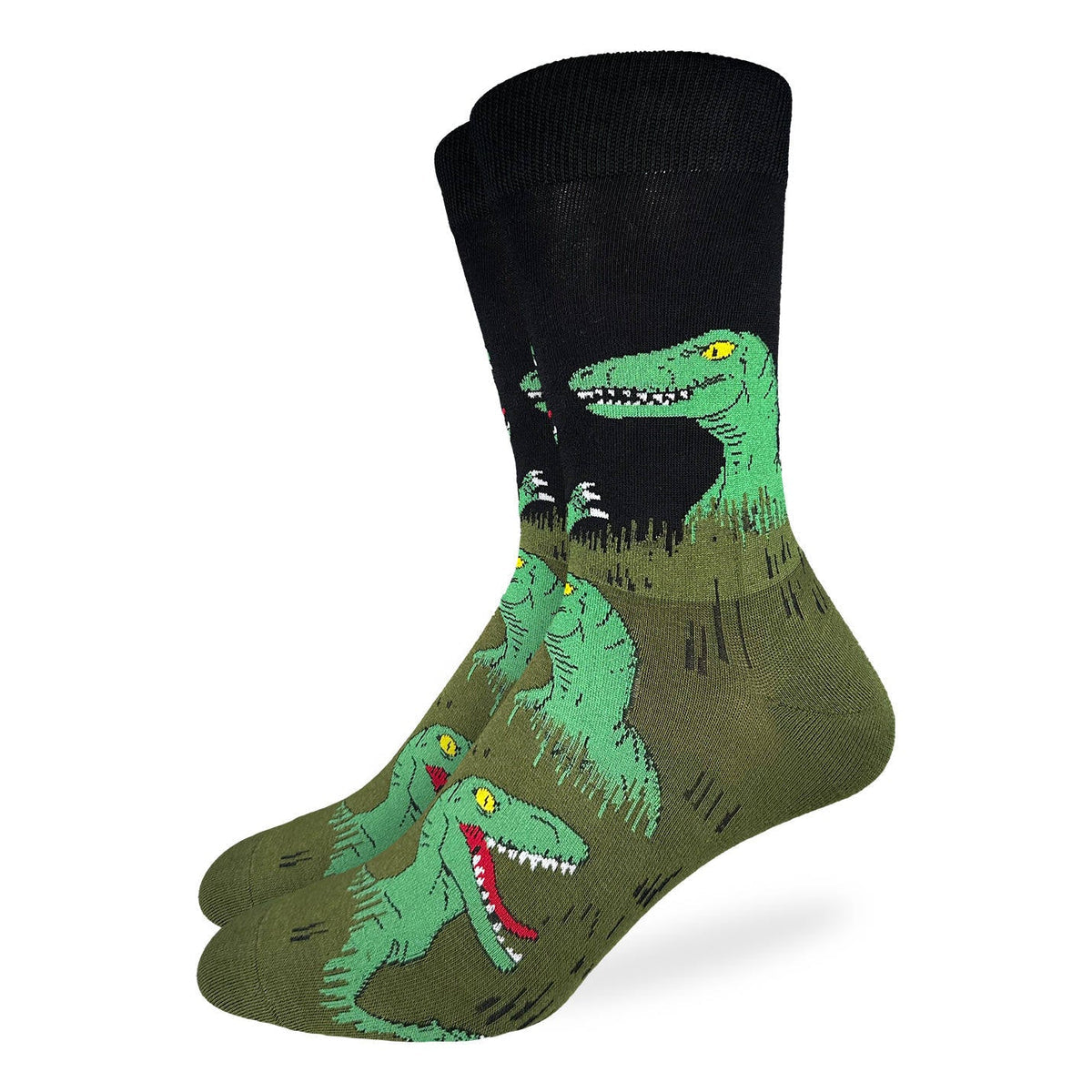 Good Luck Sock | Men's Crew | Velociraptor Hiding in the bushes