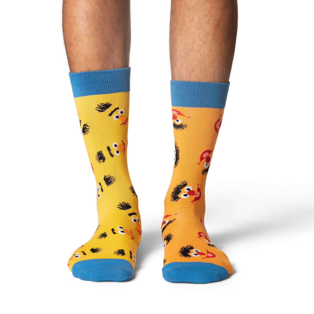 Good Luck Sock | Men's Crew | Sesame Street, Bert & Ernie Mismatched Heads
