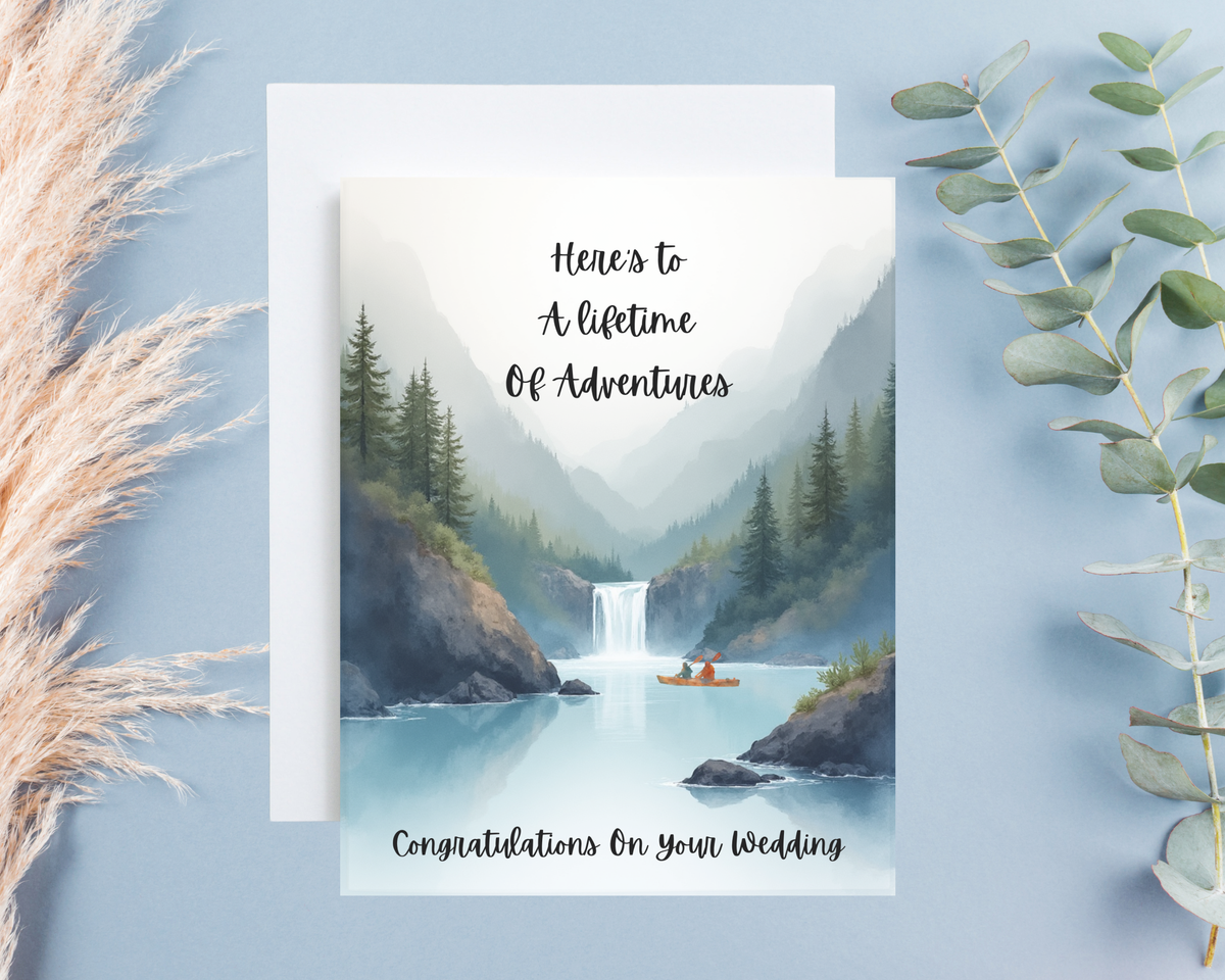 Free & Inked | Here's To A Lifetime Of Adventures Wedding Card