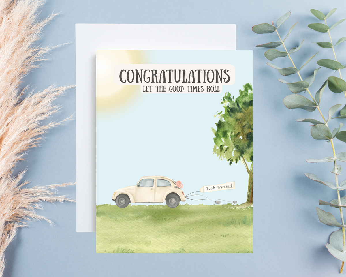 Free & Inked | Let The Good Times Roll Wedding Card
