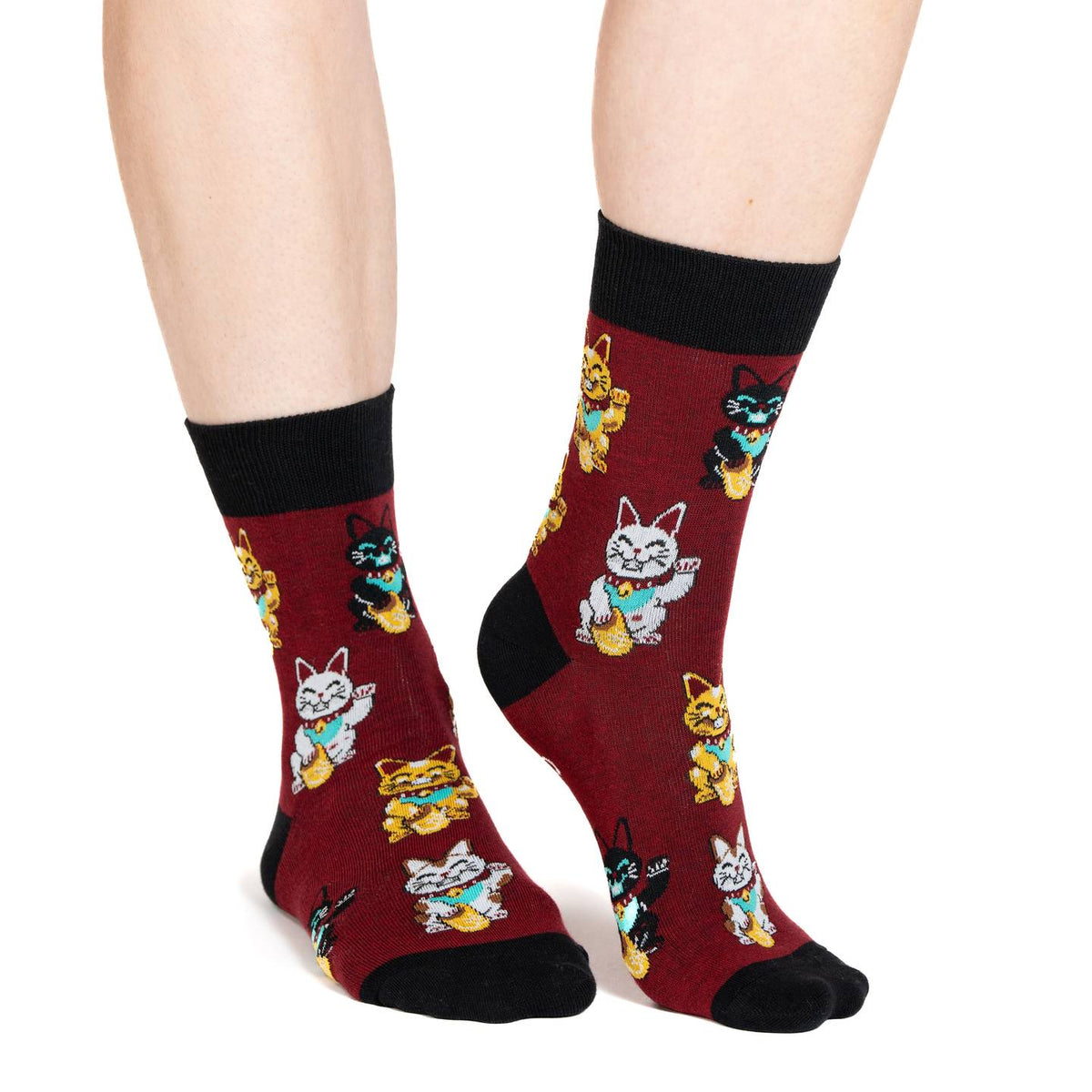 Good Luck Socks | Women's Crew | Lucky Waving Cat