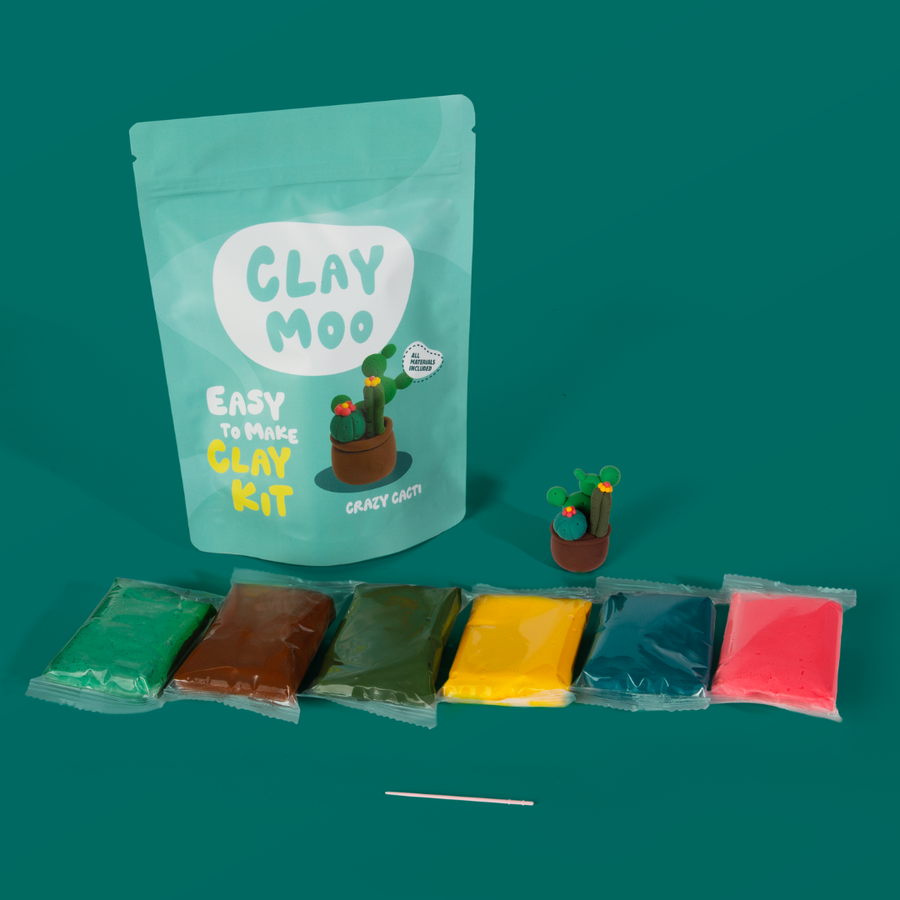 Claymoo | Crazy Cacti Air Dry Clay Kit