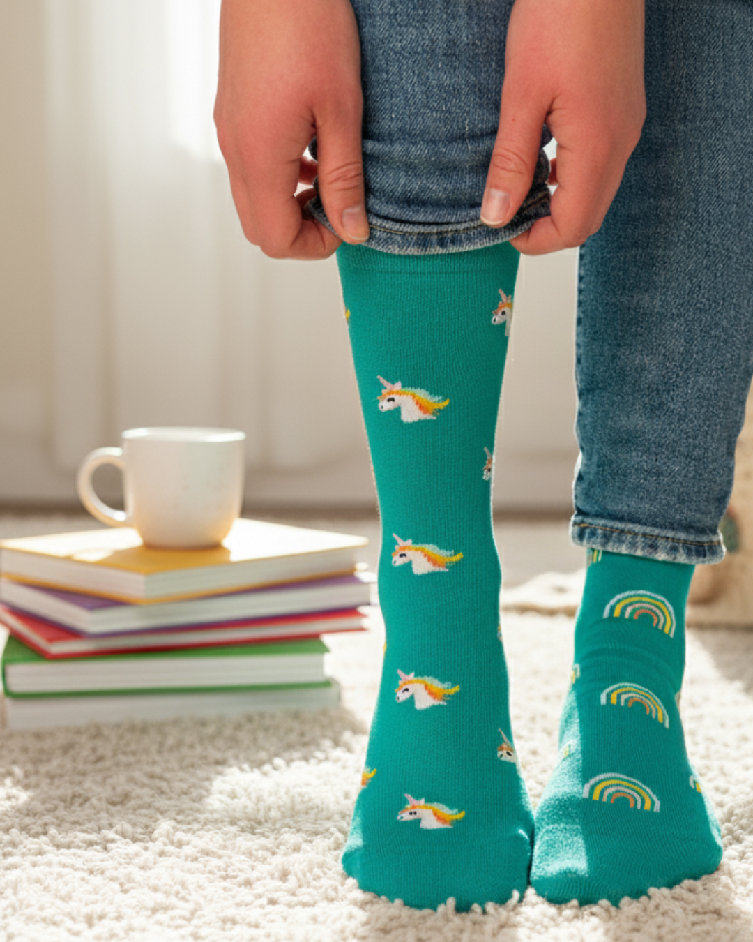 Friday Sock Co. | Women's Socks | Magical Unicorn and Rainbow