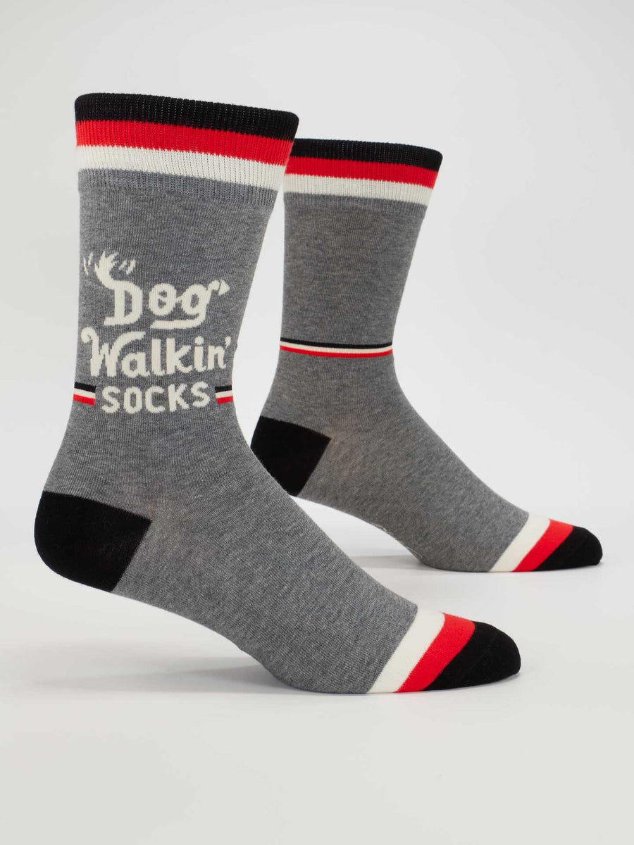 Blue Q | Men's Crew Socks | Dog Walkin'