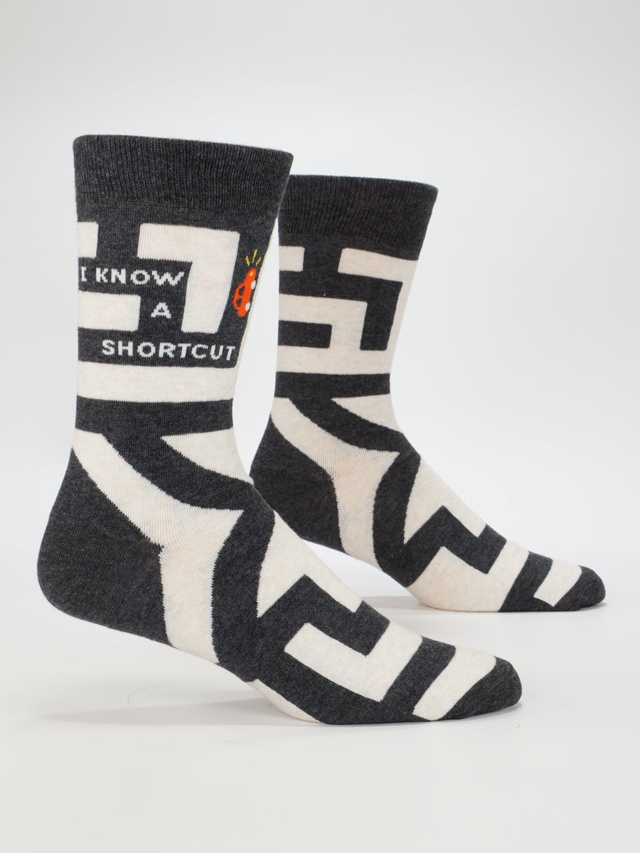 Blue Q | Men's Crew Socks | I Know A Shortcut