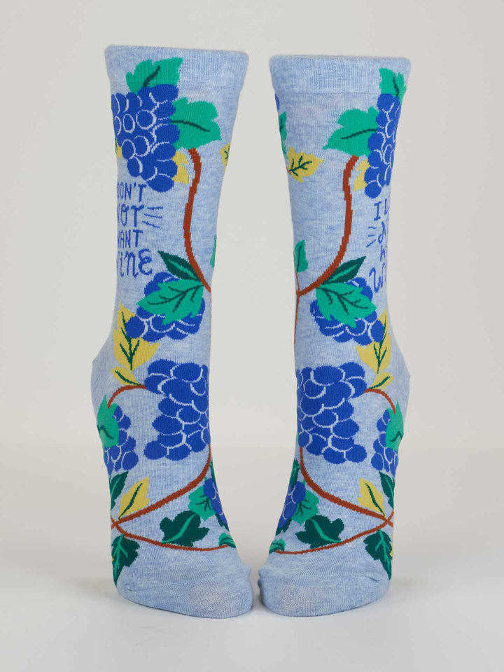 Blue Q | Women's Crew Socks | I Don't Not Want Wine
