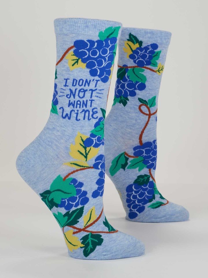 Blue Q | Women's Crew Socks | I Don't Not Want Wine