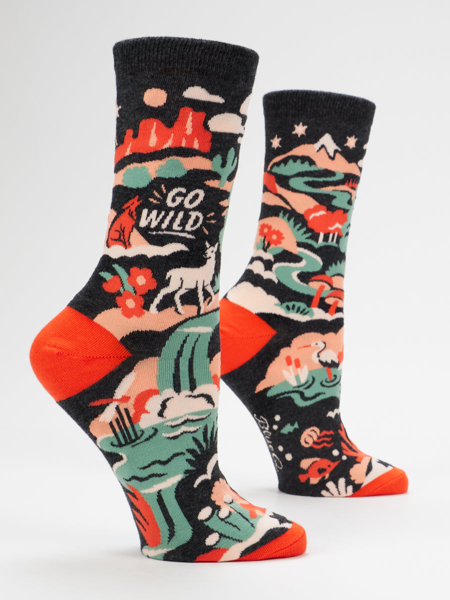 Blue Q | Women's Crew Socks | Go Wild