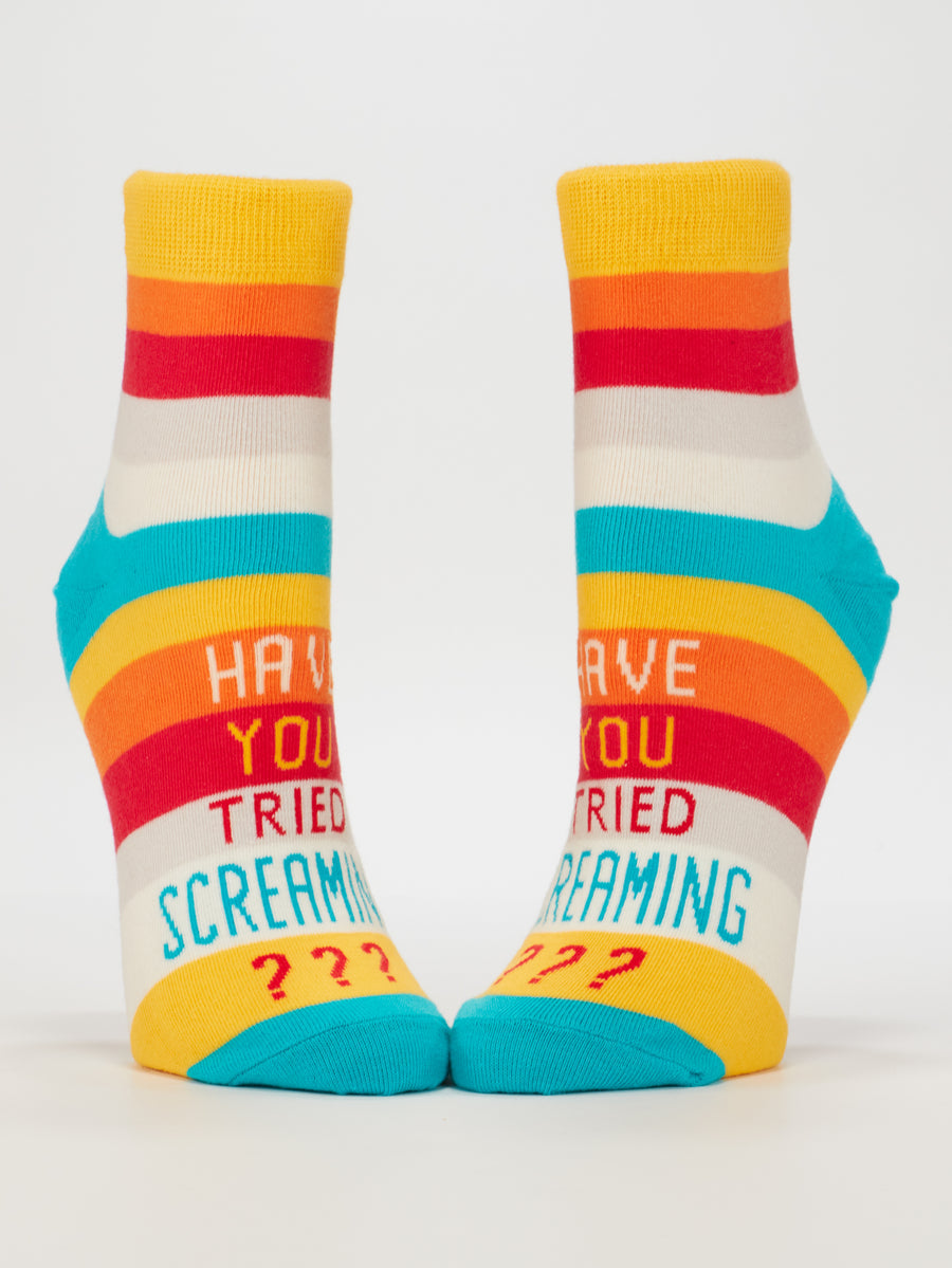 Blue Q | Women's Ankle Socks | Have You Tried Screaming???