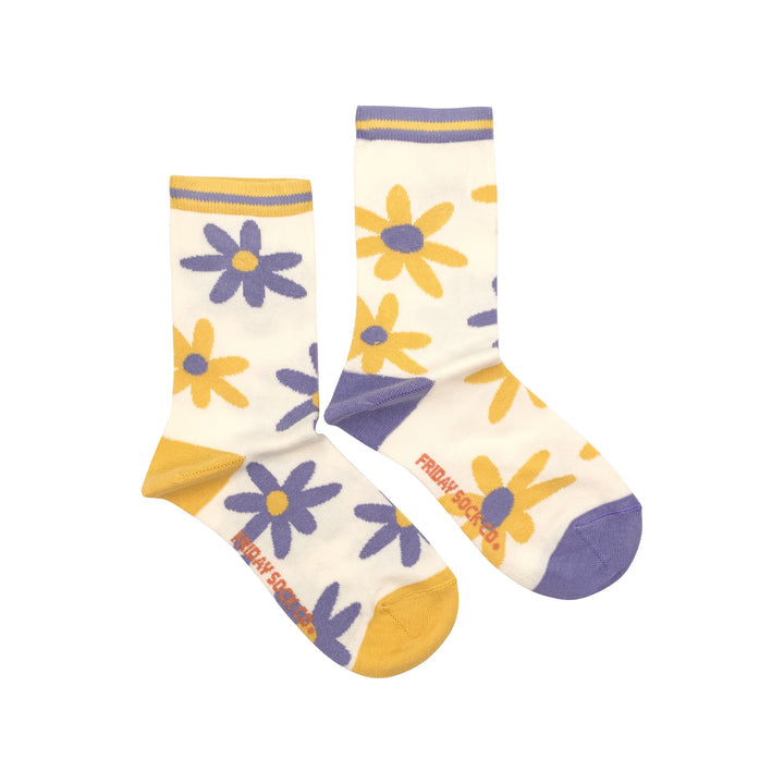 Friday Sock Co. |  Women's Socks | Purple & Yellow Flowers
