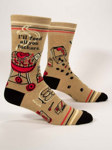 Blue Q | Men's Crew Socks | I'll Feed All You Fuckers - Oscar & Libby's