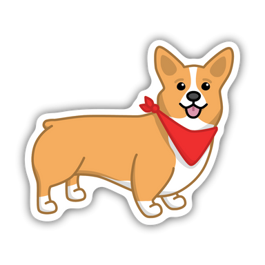 Corgi with Bandana Sticker - Oscar & Libby's