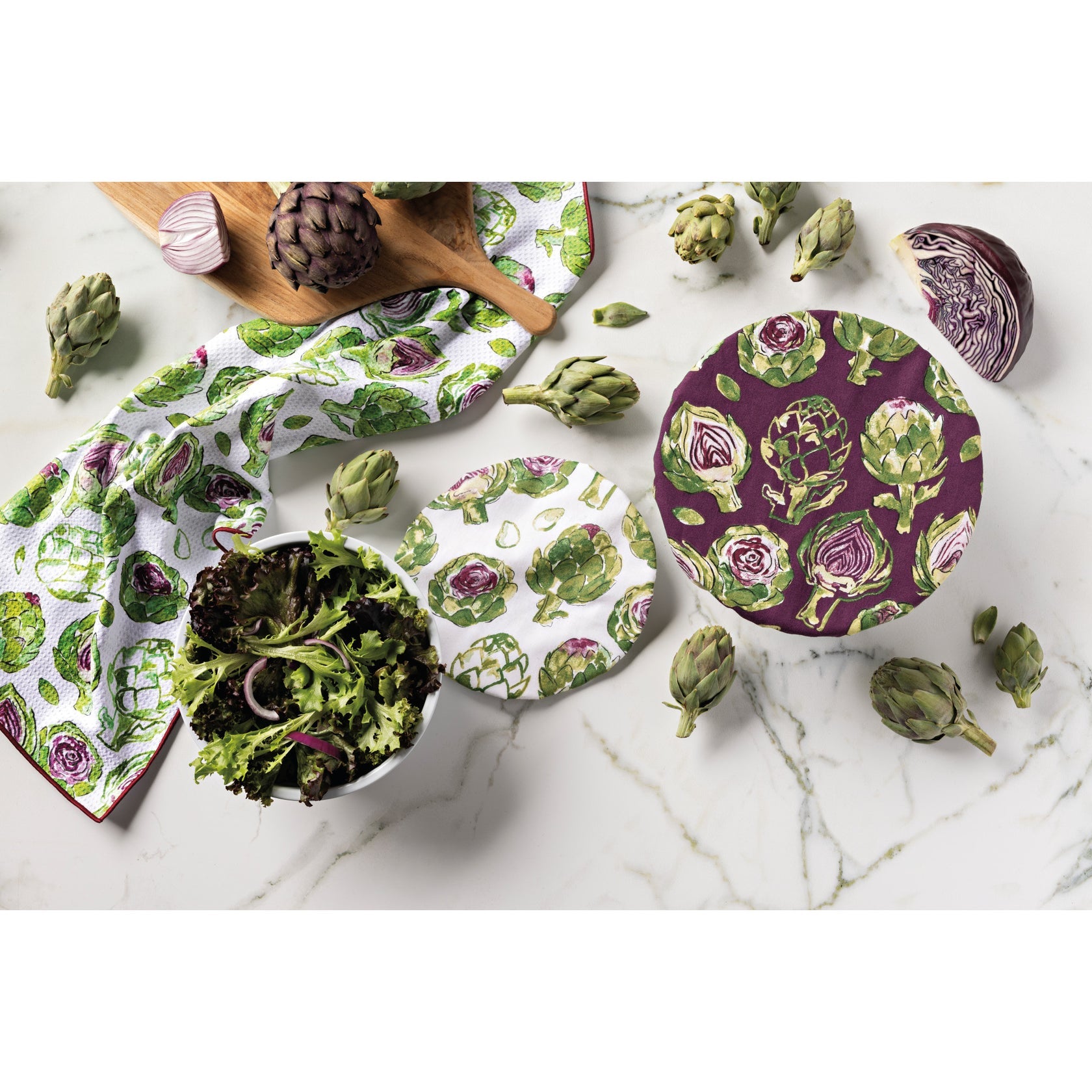 Bowl Covers: Set of Two - Artichokes
