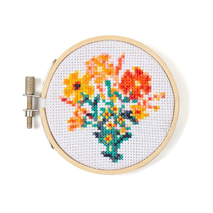 Mini Cross Stitch Embroidery Kit - Flowers