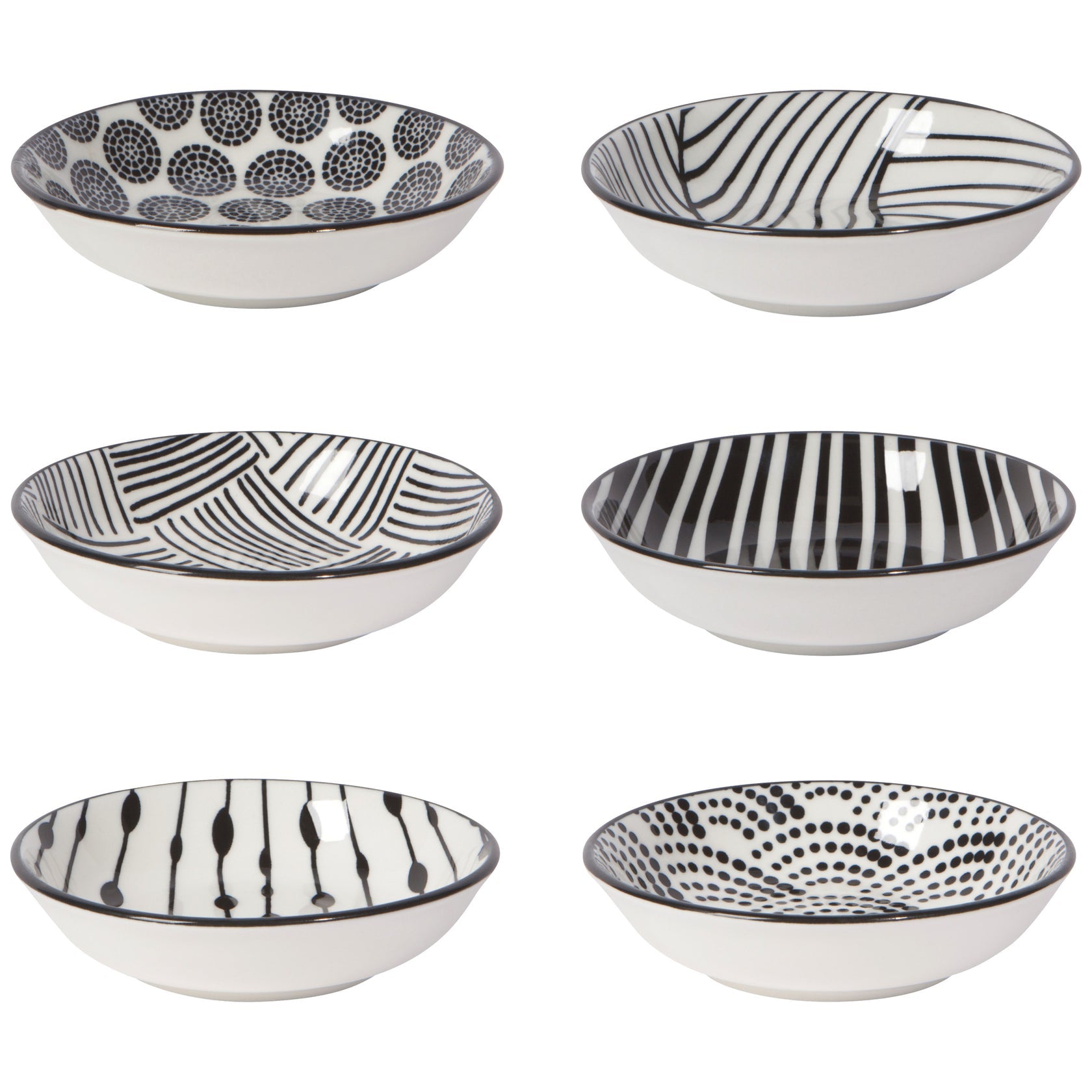 Now Designs | Bits & Dots Black and White Pinch Bowls - Set of 6