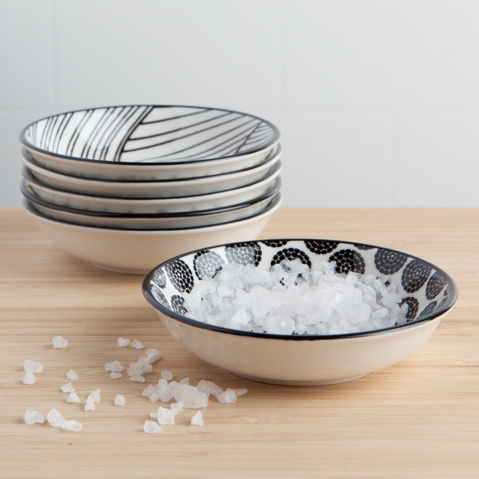 Now Designs | Bits & Dots Black and White Pinch Bowls - Set of 6