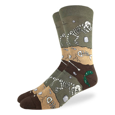 Good Luck Sock | Men's Crew | Dinosaur Fossil Layers Good Luck Sock - Oscar & Libby's