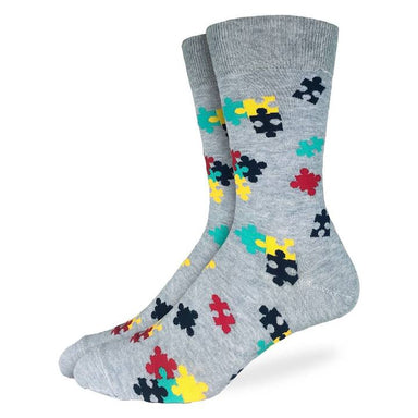 Good Luck Sock | Men's Crew | Puzzle Pieces Good Luck Sock - Oscar & Libby's