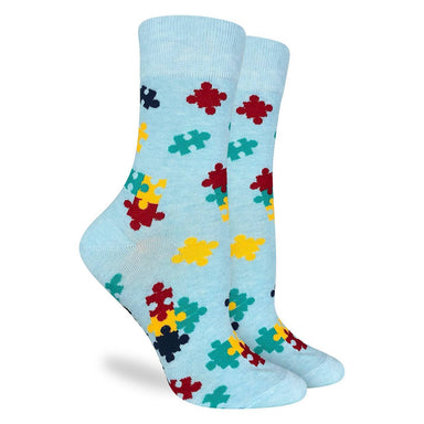 Good Luck Sock | Women's Crew | Puzzle Pieces Socks Good Luck Sock - Oscar & Libby's