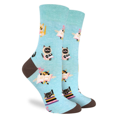 Good Luck Sock | Women's Crew | Reading Cats Socks Good Luck Sock - Oscar & Libby's