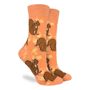 Good Luck Sock | Women's Crew | Orange Squirrels - Oscar & Libby's
