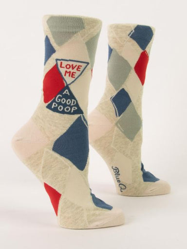Blue Q | Men's Crew Socks | Love Me A Good Poop Blue Q - Oscar & Libby's