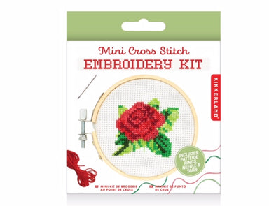 Mini Cross Stitch Embroidery Kit - Rose Kikkerland - Oscar & Libby's