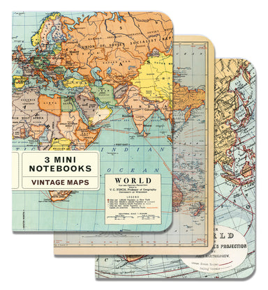 Vintage Maps 3 Pack Mini Notebooks  | Cavallini Cavallini & Co - Oscar & Libby's