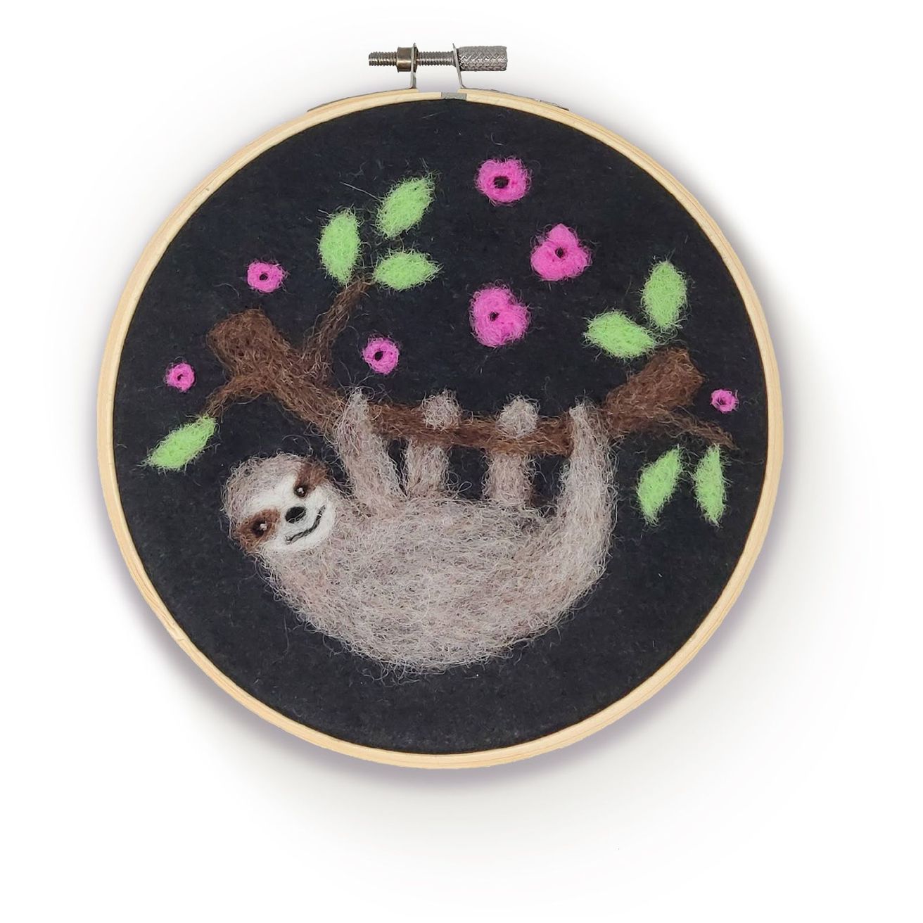 Sloth in a Hoop Needle Felting Kit The Crafty Kit Co. - Oscar & Libby's