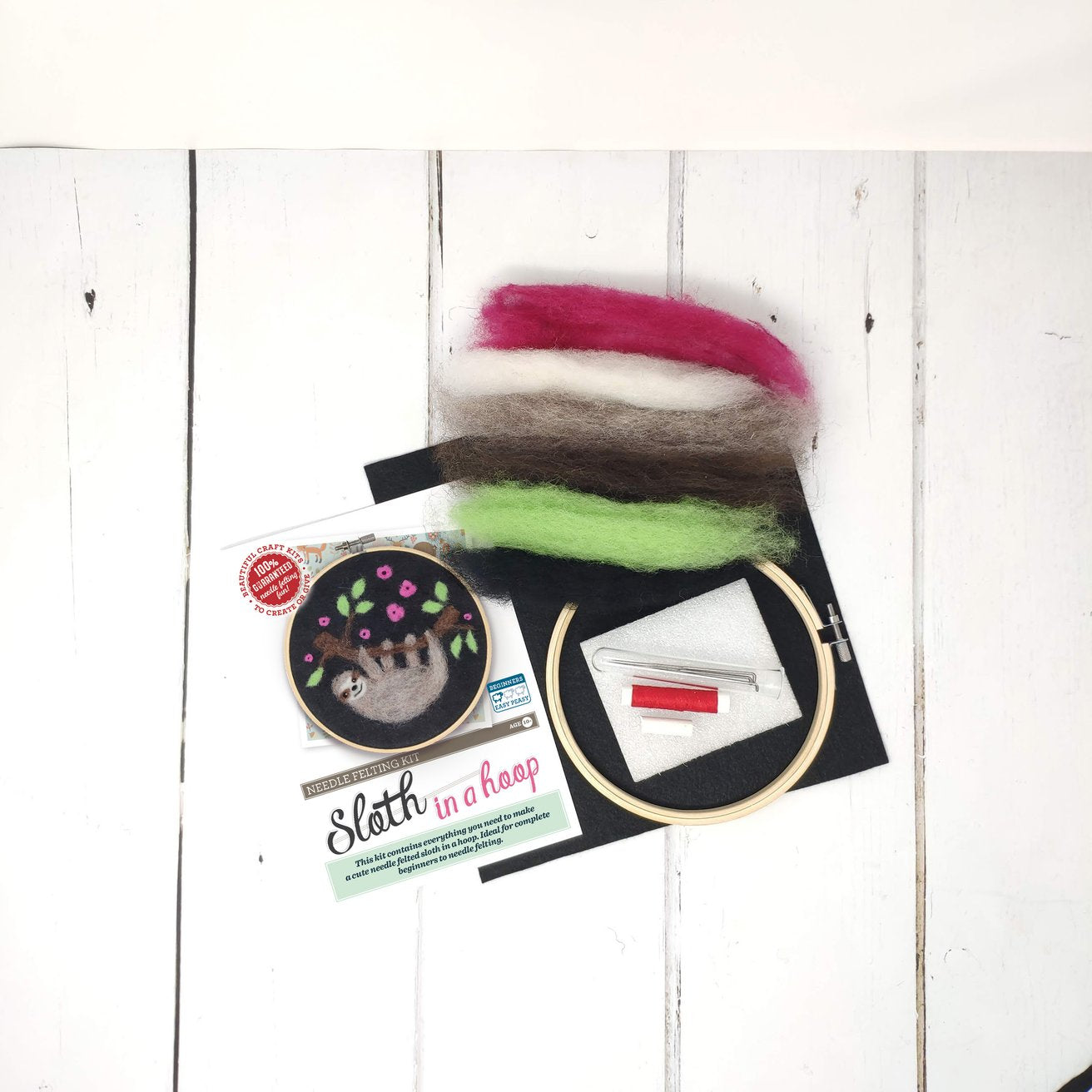 Sloth in a Hoop Needle Felting Kit The Crafty Kit Co. - Oscar & Libby's