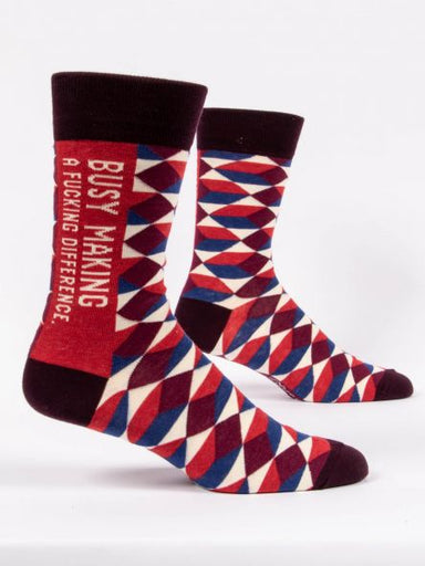 Blue Q | Men's Crew Socks | Busy Making A Fucking Difference Blue Q - Oscar & Libby's