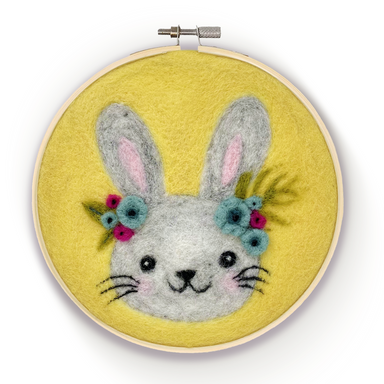 Floral Bunny in a Hoop Needle Felting Kit - Oscar & Libby's