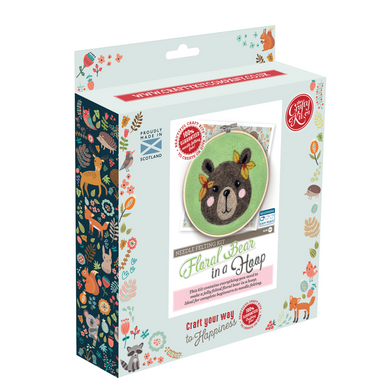 Floral Bear in a Hoop Needle Felting Kit - Oscar & Libby's