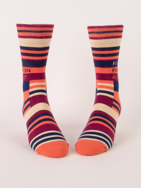 Blue Q | Men's Crew Socks | Fun Person Alert Blue Q - Oscar & Libby's
