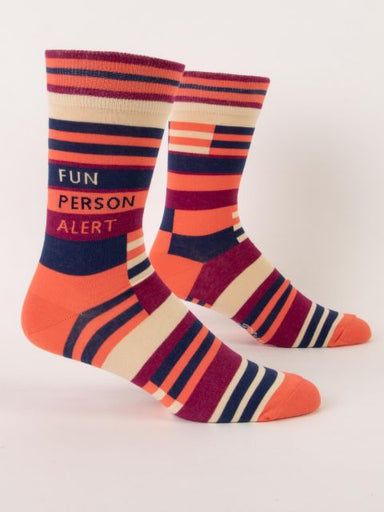 Blue Q | Men's Crew Socks | Fun Person Alert Blue Q - Oscar & Libby's