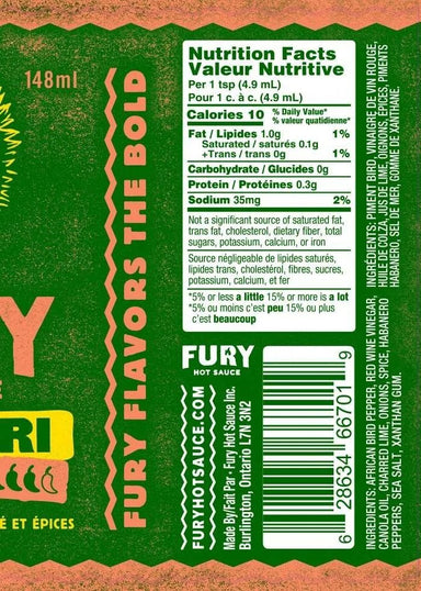 Fury Hot Sauce | Peri-Peri - Oscar & Libby's