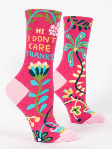 Blue Q | Women's Crew Socks | Hi, I Don't Care Thanks Blue Q - Oscar & Libby's