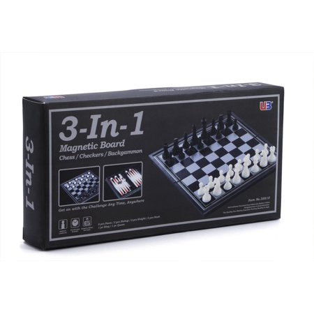 3 In 1 Chess Checkers and Backgammon Family Games America - Oscar & Libby's