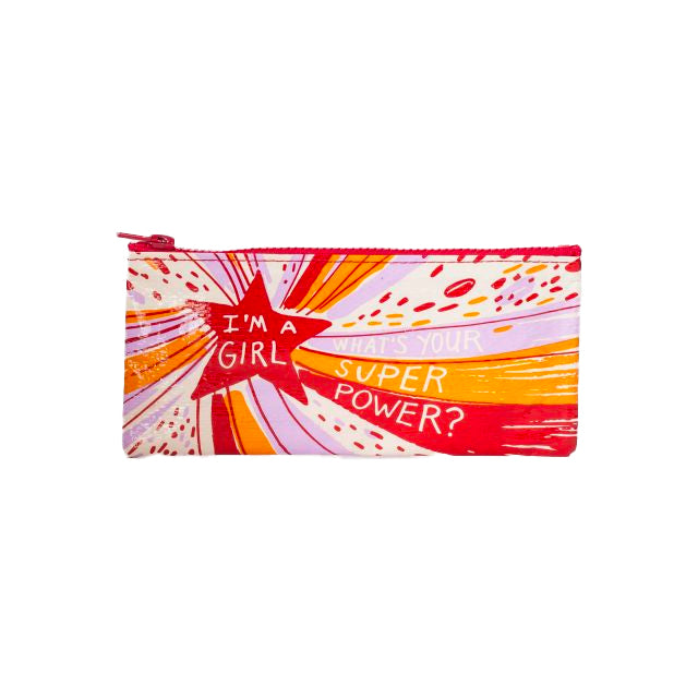 Blue Q | Pencil Case | I'm A Girl. What's Your Super Power? Blue Q - Oscar & Libby's